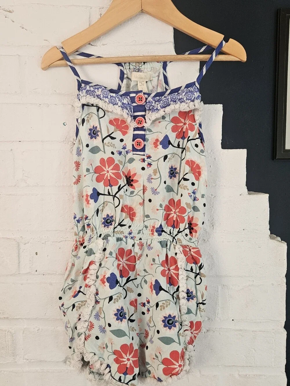 Matilda Jane Girls Floral Ruffle Romper Size 6 (Runs Small) Spring Summer Outfit